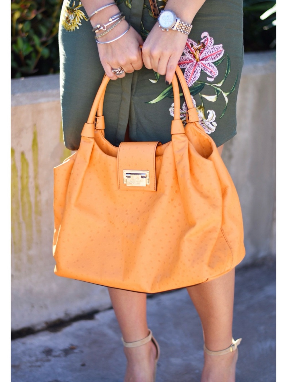 Kate Spade Elegant Orange ostrich Leather Handbag